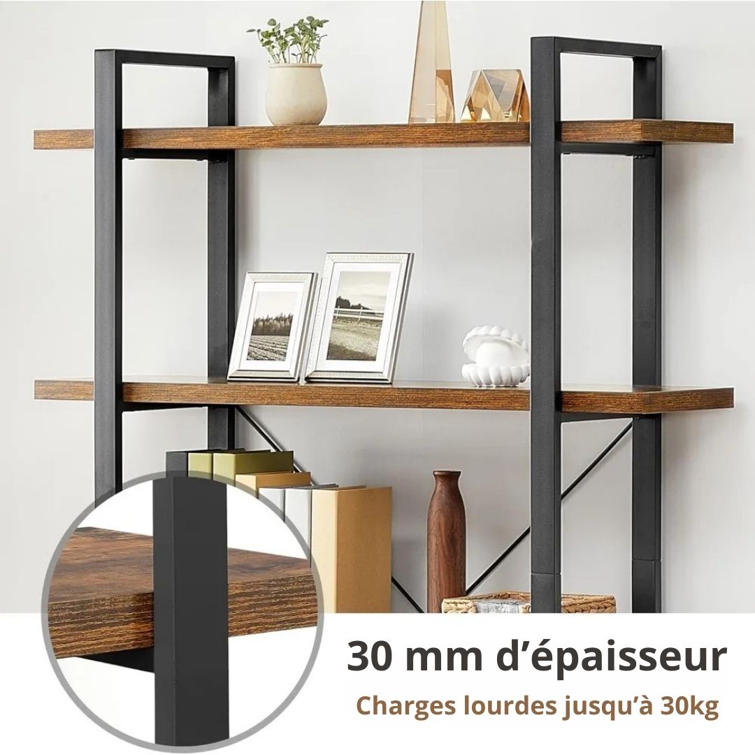 Bibliothèque style Industriel Bois et Métal