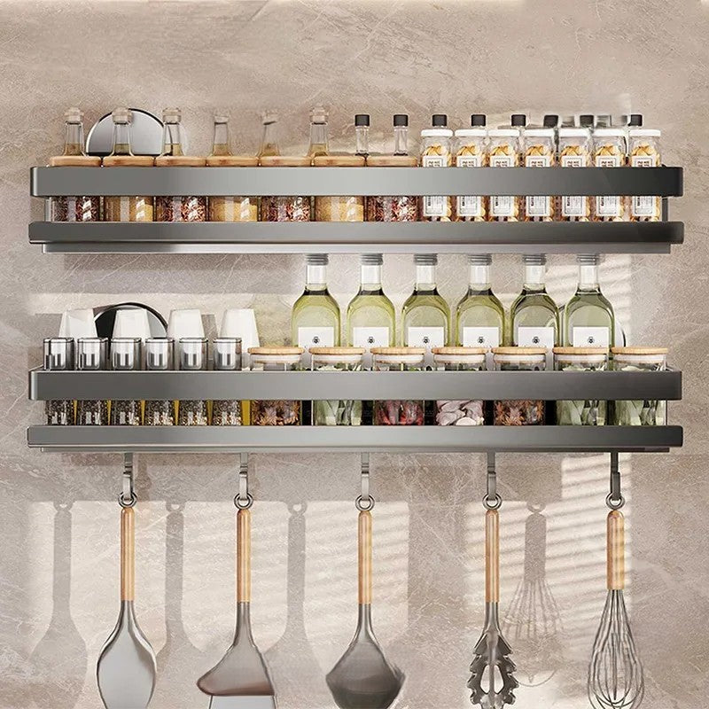 Etagère Murale Métal Cuisine avec Crochets