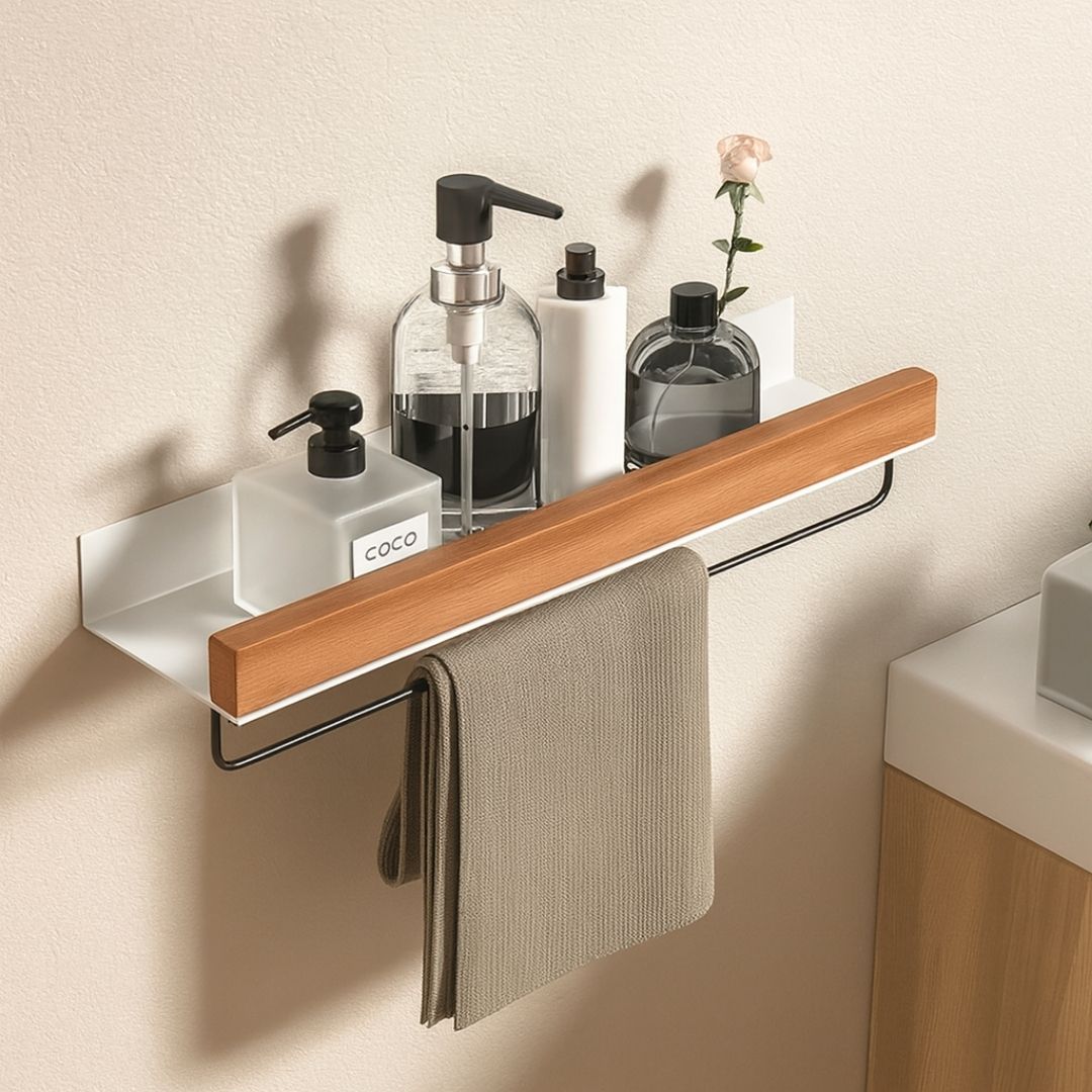 Etagère Murale Blanche Alu et Bois