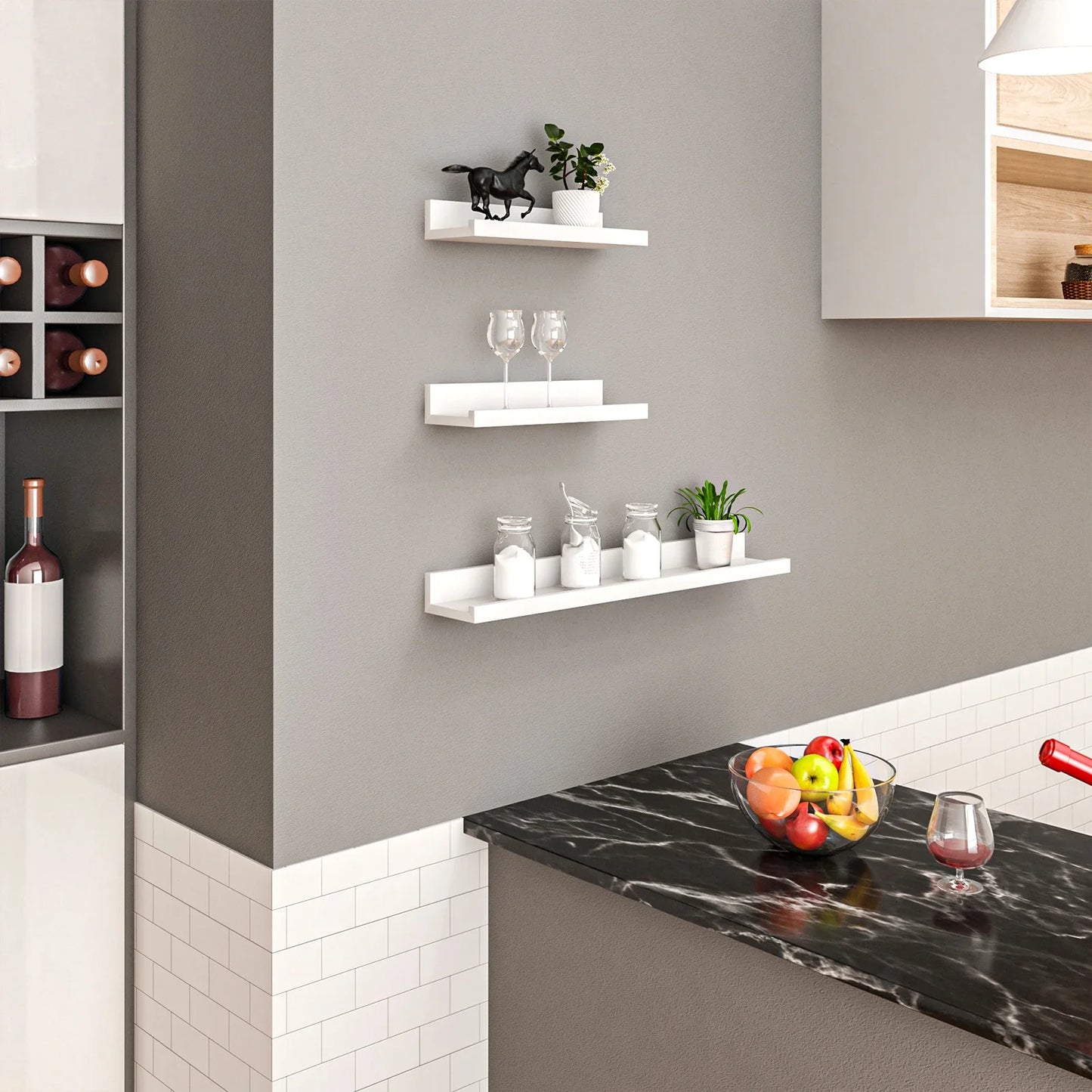 Etagère murale design blanche (Lot de 3)
