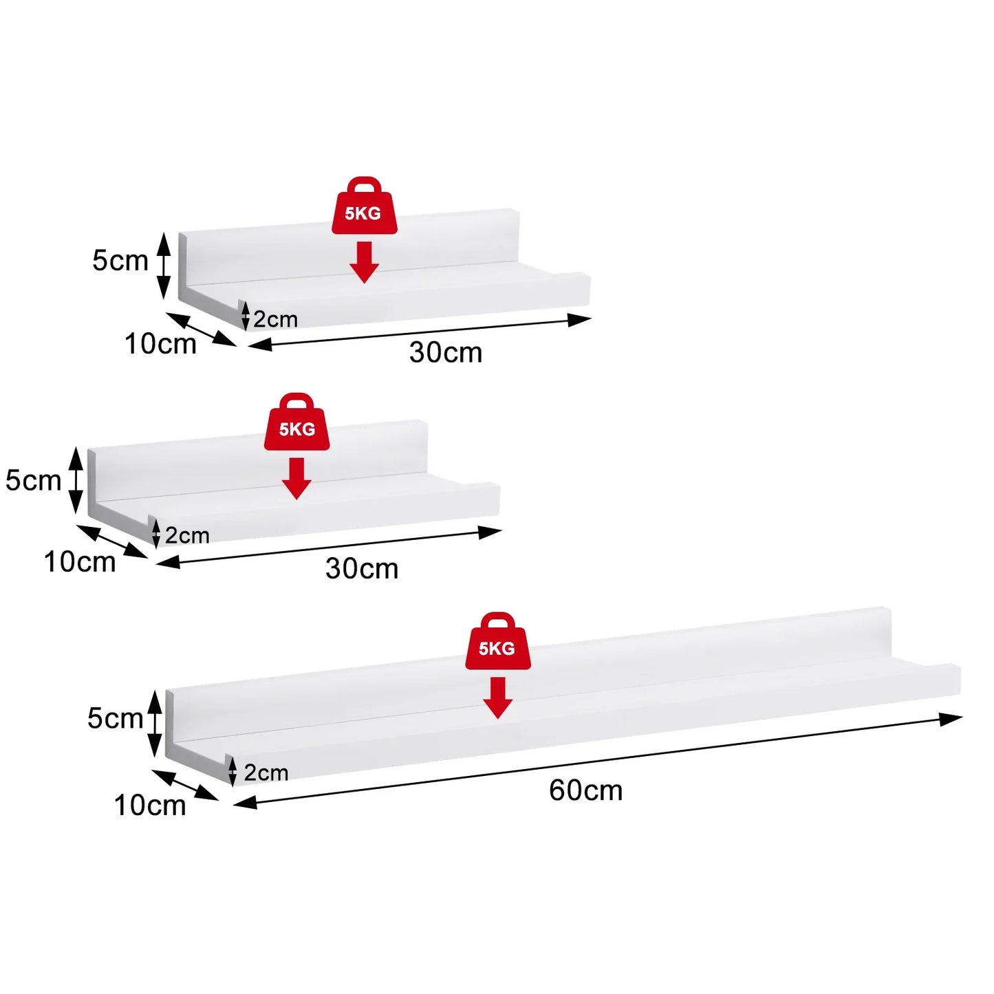 Etagère murale design blanche (Lot de 3)