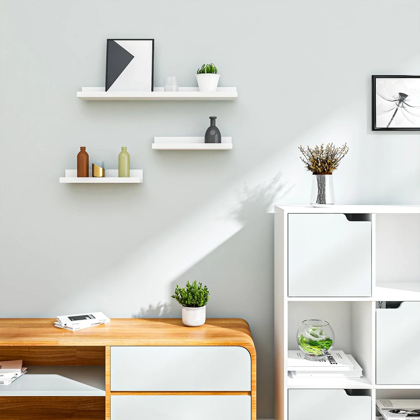 Etagère murale design blanche (Lot de 3)