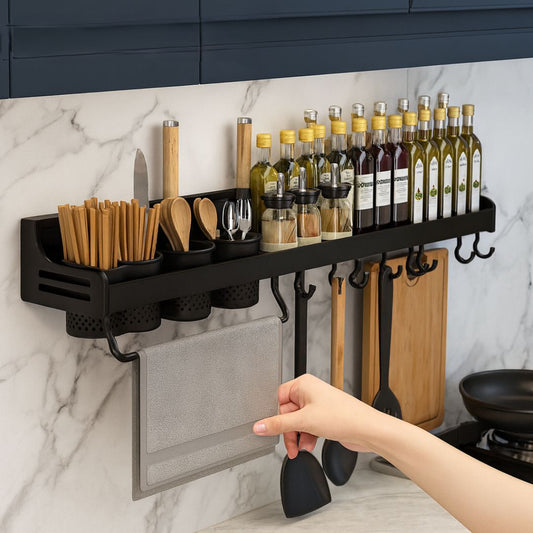 Etagère Murale Cuisine Noire en Aluminium