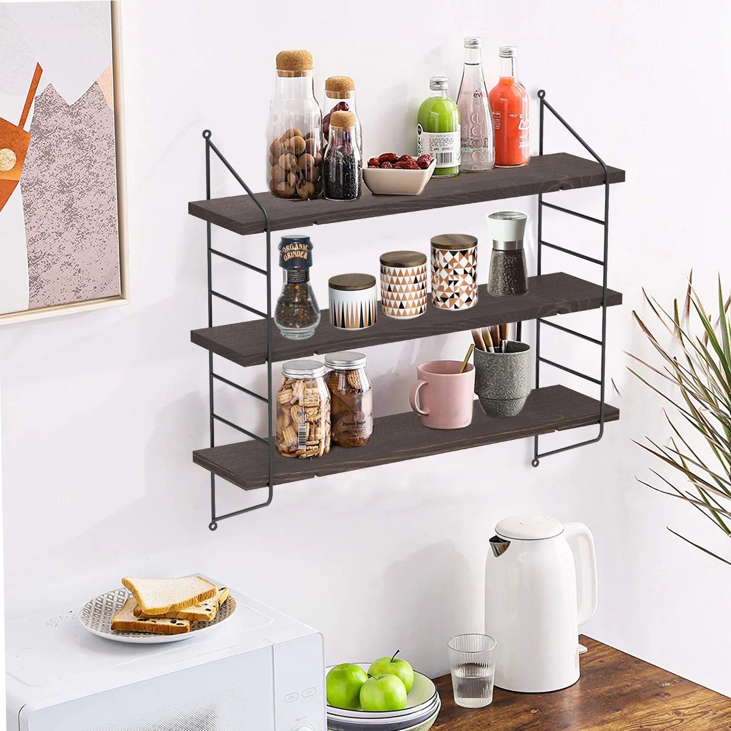 Etagère murale métal industriel et bois
