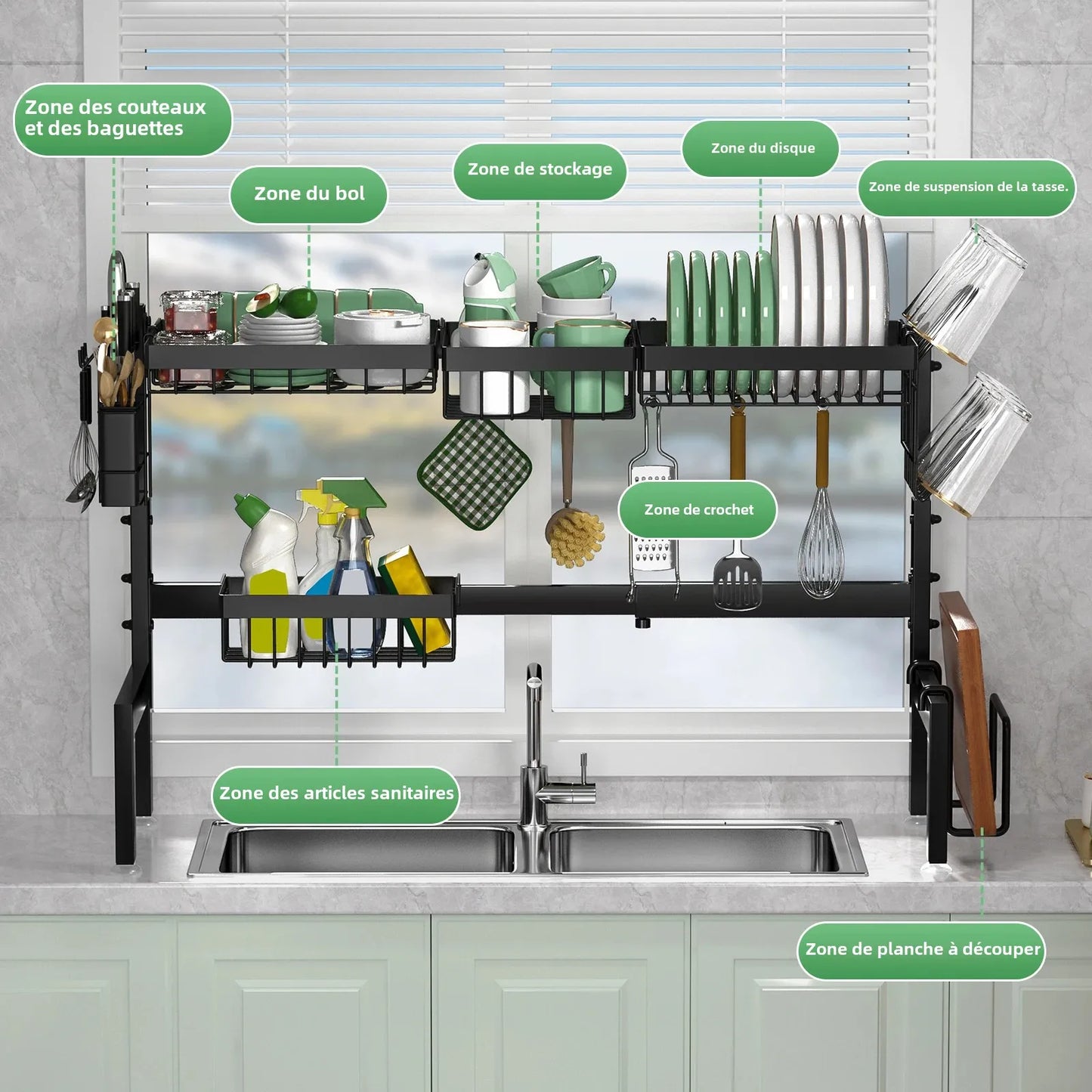 Etagere de Rangement Cuisine | Egouttoir sur Evier