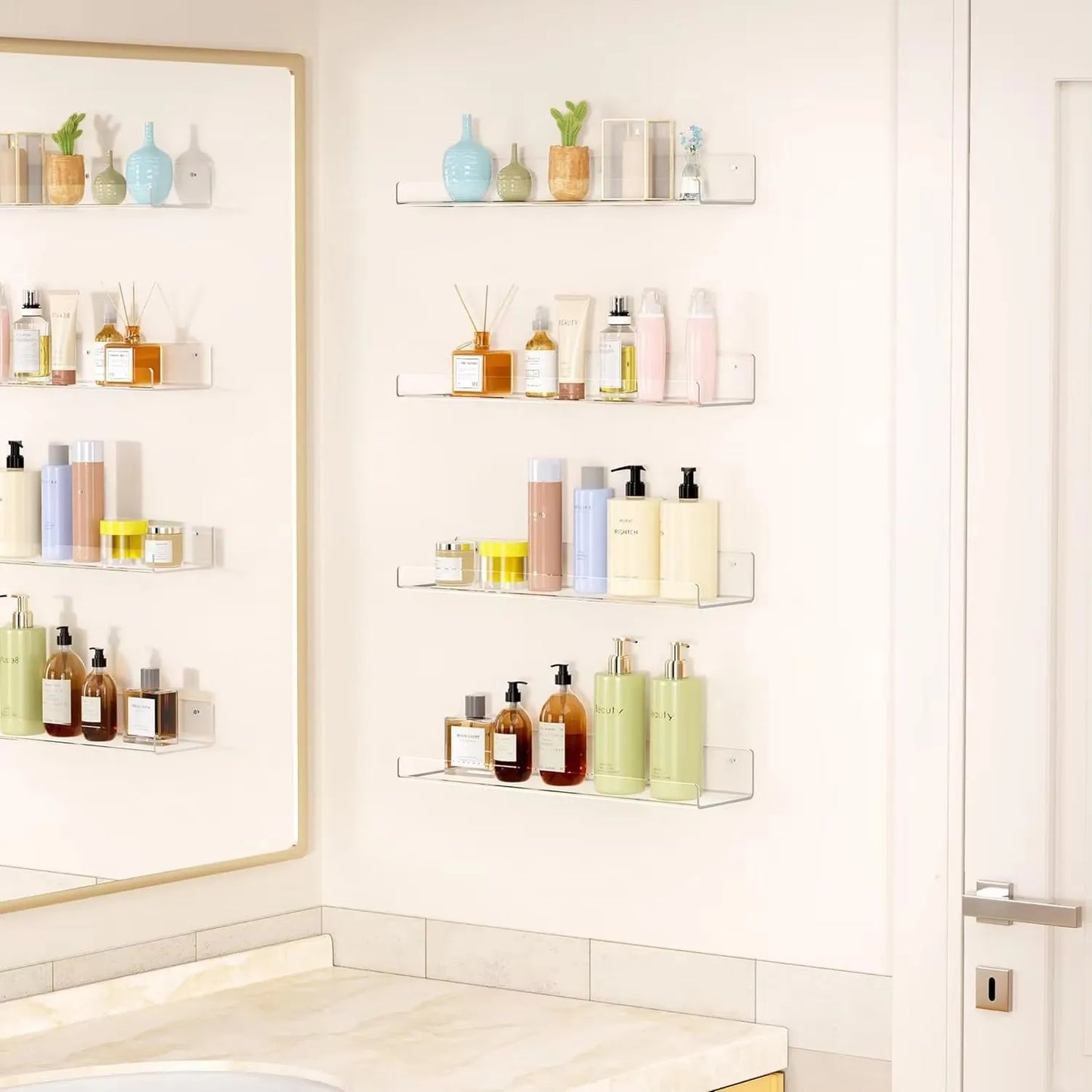 Etagère Murale Transparente sans perçage (Lot de 2)