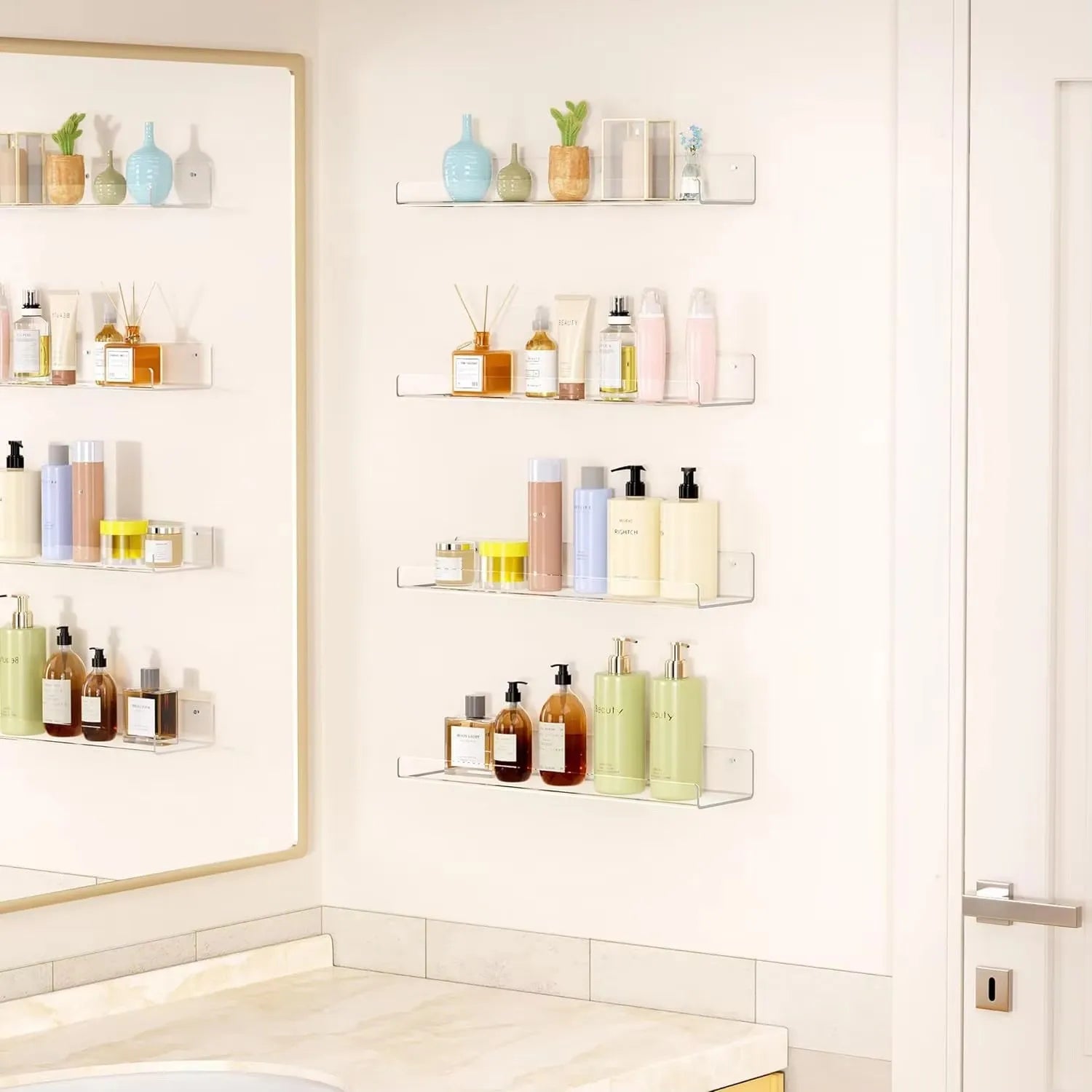 Etagère Murale Transparente sans perçage (Lot de 2)
