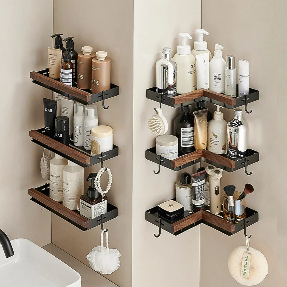 Etagère de Douche Aluminium et Bois