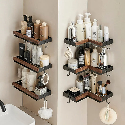 Etagère de Douche Aluminium et Bois